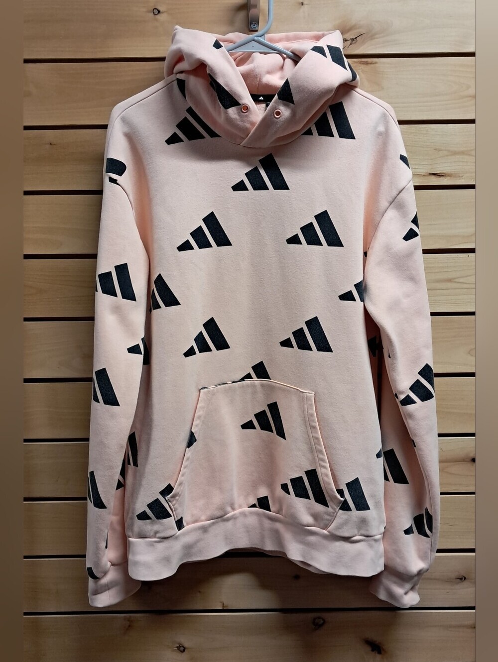 adidas Pink Logo-Print Pullover Hoodie